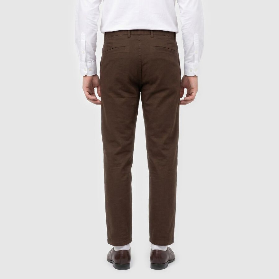 Men's Brown Slim Fit Drawstring Chino Trousers, भूरा, large