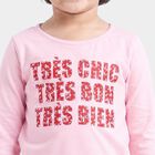 Girls Pink Round Neck Regular Top, Light Pink, small