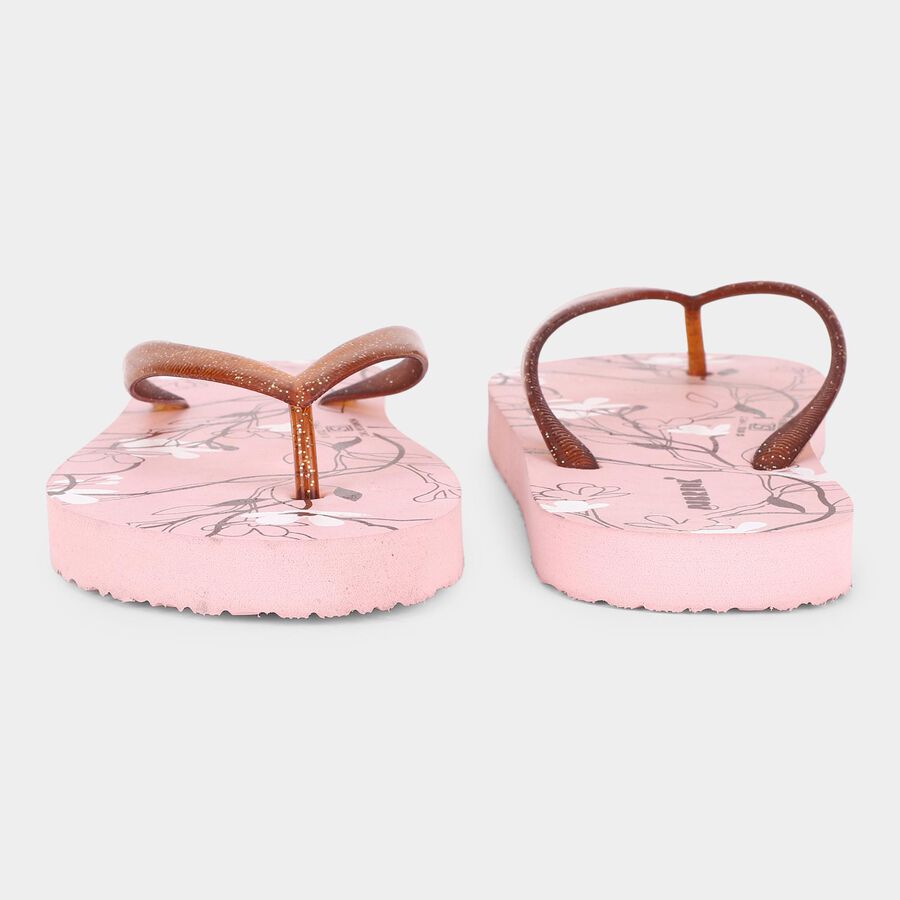 Women's Soft Pastel Pink Floral Flip Flops, गुलाबी, large
