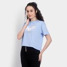 Ladies' 100% Cotton Crop  Top, हल्का नीला, small image number null