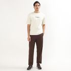 Men's Brown Slim Fit Casual Trousers, भूरा, small