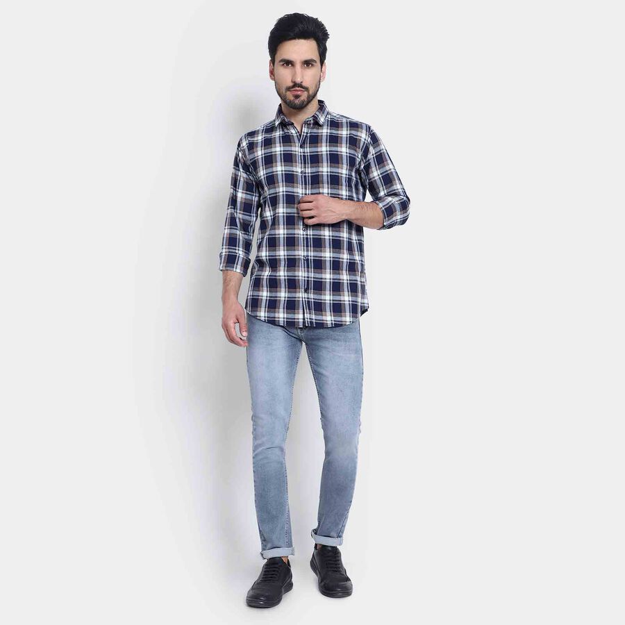 Cotton Checks Casual Shirt, Brown, large image number null