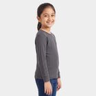 Girls Grey Long Sleeve Thermal, चारकोल, small