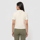 Women's Cream Polo Neck Polo T-Shirt, Off White, small
