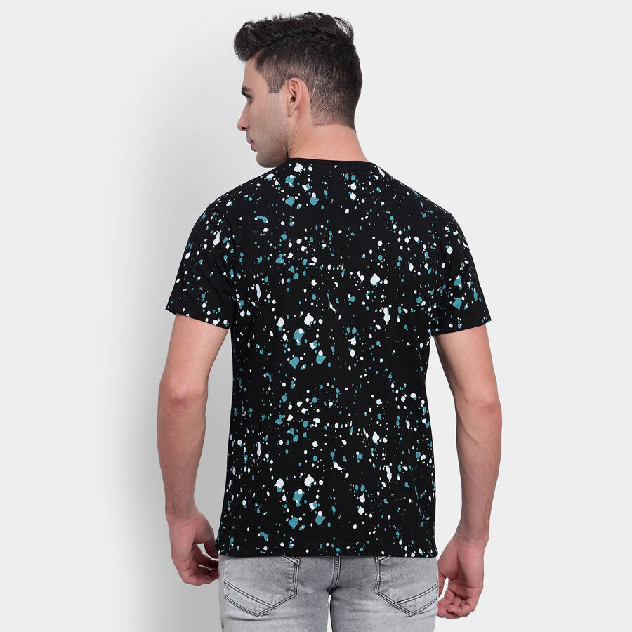 Cotton Round Neck T-Shirt, Black, large image number null