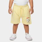 Infants' Yellow Regular Fit Cat Print Cotton Half Pant, Yellow, small