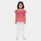 Girls' Pink Round Neck Romantic T-Shirt, Pink, small