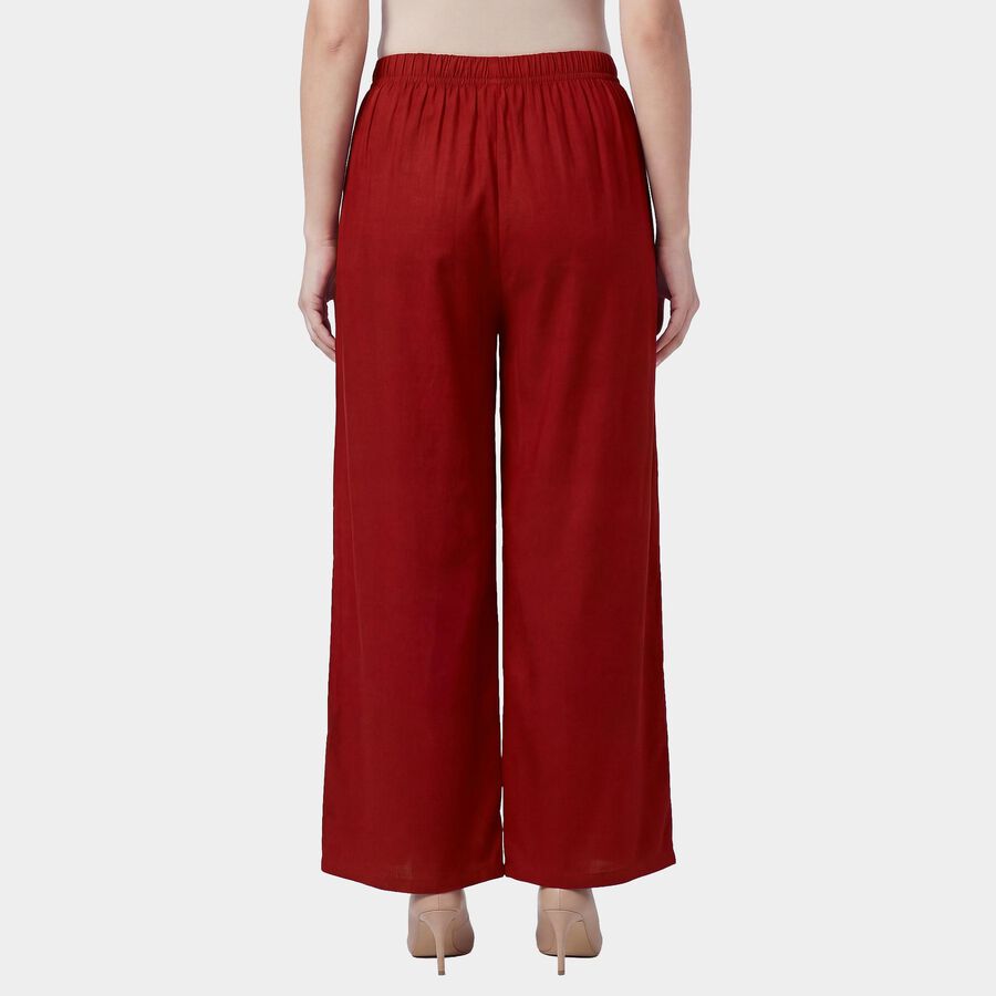 Women's Navy Blue Relaxed Fit Floral Printed Palazzos, Wine, large