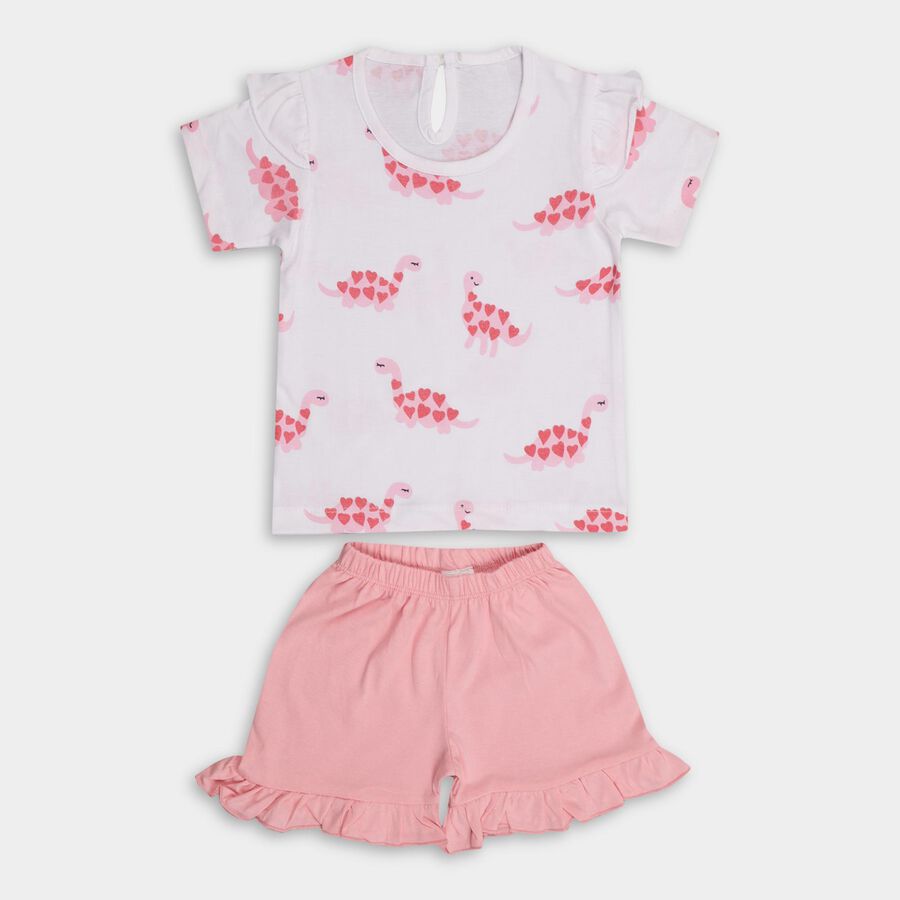 Infant Girls' 100% Cotton Short Set, Pink, large image number null