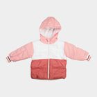 Infants Pink Hooded Puffer Jacket, हल्का गुलाबी, small