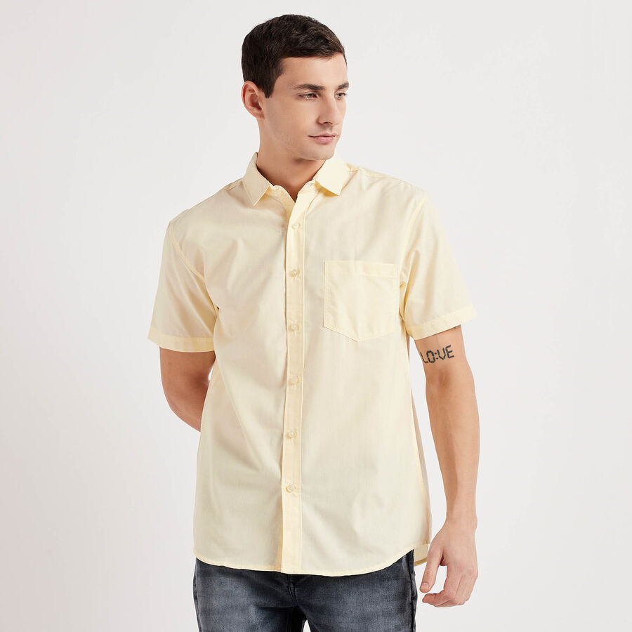Solid Casual Shirt, Yellow, large image number null