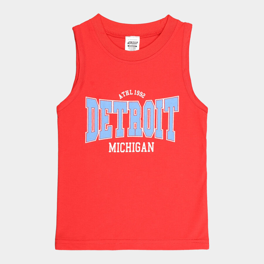 Boys Round Neck T-Shirt, Red, large image number null