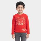 Boys Red Cotton Blend Crew Neck Regular Boys T-Shirt, Red, small