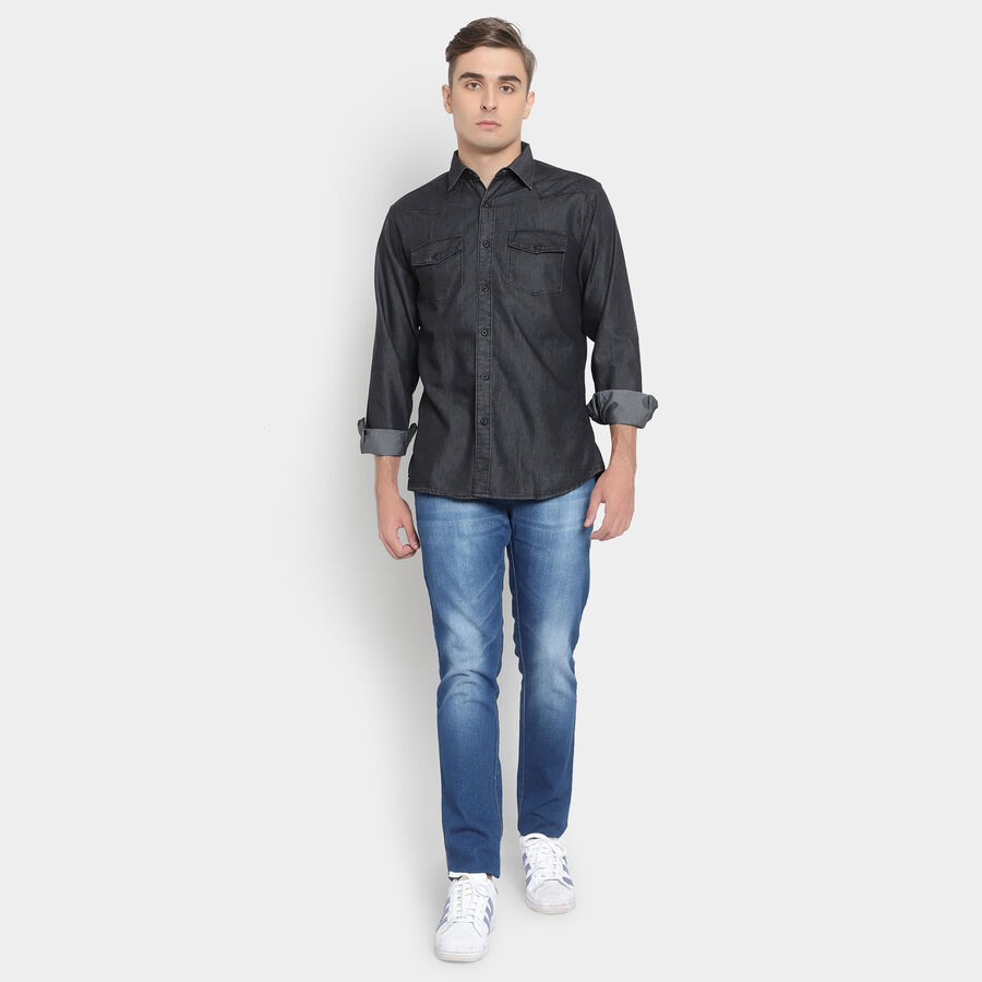 Solid Casual Shirt, Black, large image number null