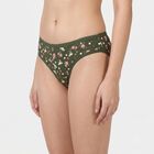 Women's Olive Green Regular Fit Floral Print Panty, Olive, small