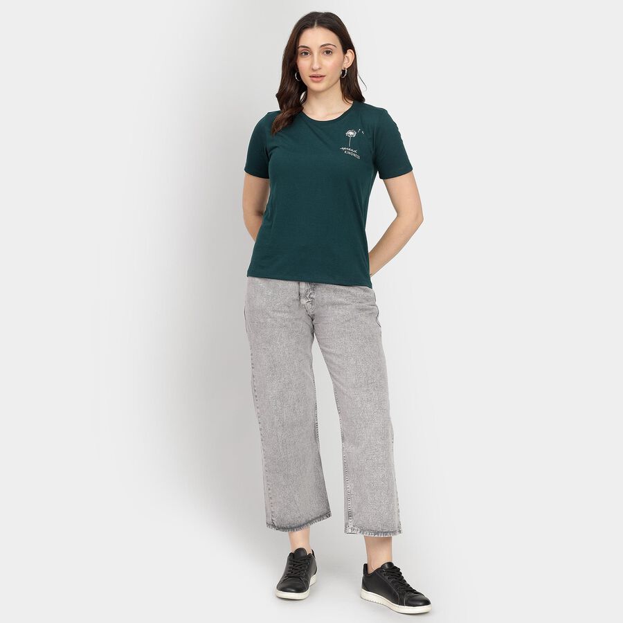 Ladies' Round Neck T-Shirt, Dark Green, large image number null