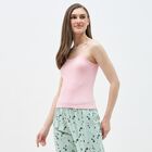 Women's White Cotton V-Neck Minimalist Slip, Pink, small