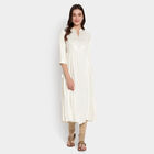 Embroidered 3/4Th Sleeves Kurta, Off White, small image number null