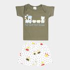Infants Cotton Boat Neck Baba Suit, Olive, small image number null