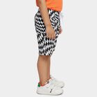 Boys' Black and White Regular Fit Checkerboard Printed Bermuda Shorts, Black, small