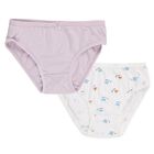 Girls' Soft Lavender and White Printed Cotton Panties, White, small image number null