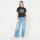 Women's Jet Black Cotton Round Neck Casual T-Shirt, Black, small