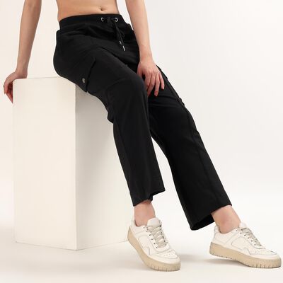 Women's Grey Regular Fit Cuffed Track Pants