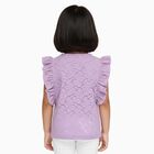 Girls' Soft Lavender Round Neck Romantic T-Shirt, लाइलेक, small image number null