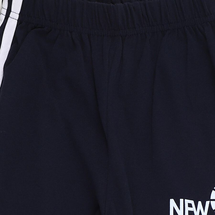 Boys' Navy Blue Regular Fit Basketball Printed Pyjama, नेवी ब्लू, large