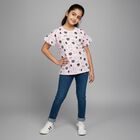 Girls Light Pink Cotton Round Neck Casual T-Shirt, हल्का गुलाबी, small