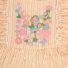 Infants' Yellow and White Striped Floral Embroidered Cotton Frock, Peach, small