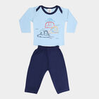 Infants Cotton Boat Neck Baba Suit, Navy Blue, small image number null