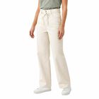 Women's White Straight Fit Tie Waist Jeans, White, small