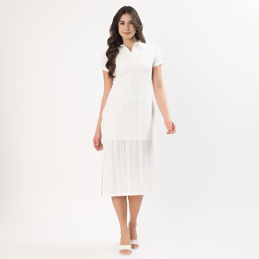 Women's Black Sleeveless Classic Dress, White, large