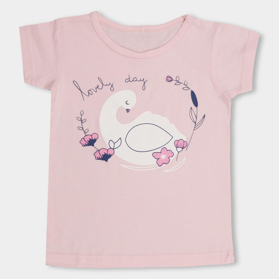 Girls' 100% Cotton T-Shirt , हल्का गुलाबी, large image number null