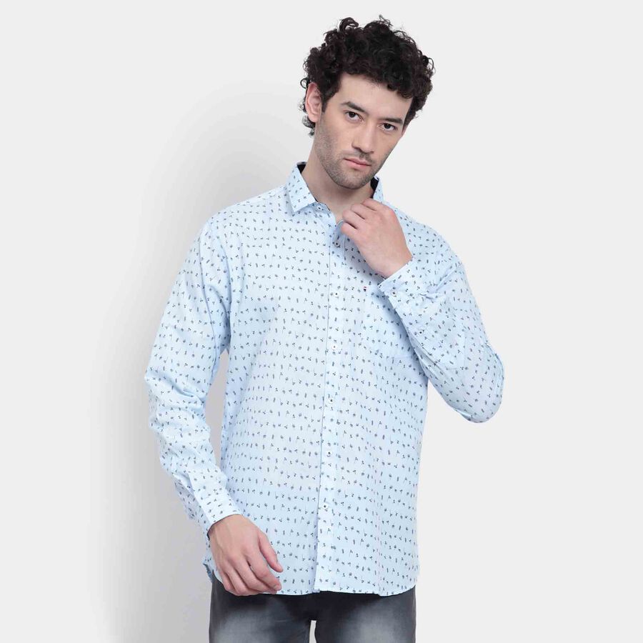 Printed Casual Shirt, Light Blue, large image number null