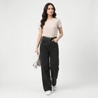 Women's Dark Grey Wide Leg Washed Jeans, गहरा ग्रे, small