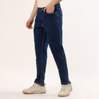 Men's Blue Slim Fit Washed Jeans, Dark Blue, small