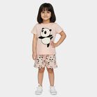 Girls Light Pink Crew Neck Short Set Upper and Bottom Set, हल्का गुलाबी, small