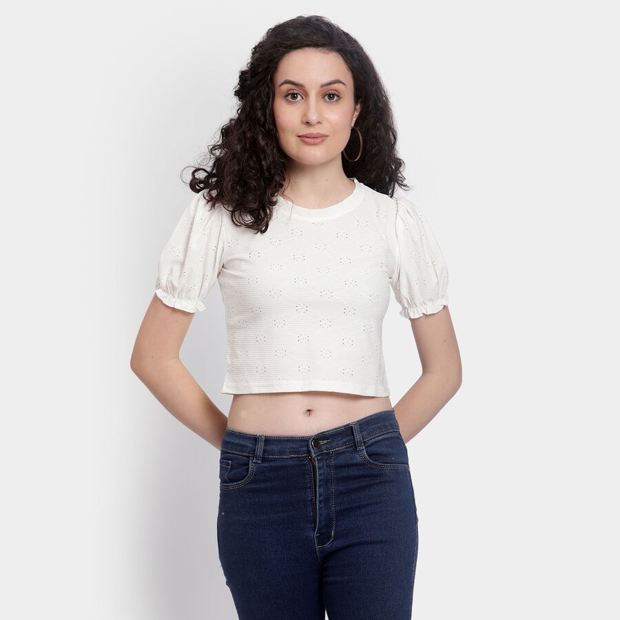 Ladies'  Crop  Top, ऑफ व्हाइट, large image number null