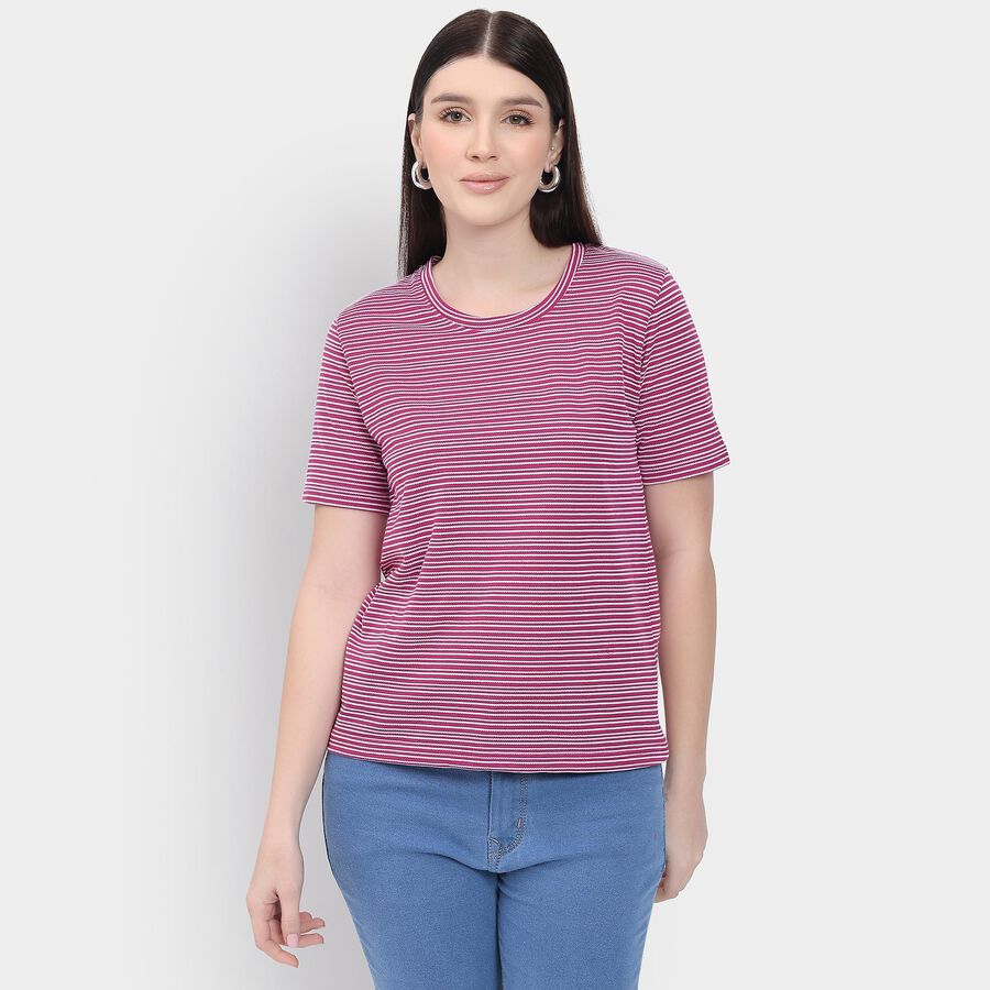Ladies' Round Neck T-Shirt, Pink, large image number null