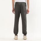 Men's Slim Fit Casual Trousers, गहरा हरा, small