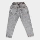 Boys' Stonewashed Grey Regular Fit Elastic Waist Jeans, हल्का ग्रे, small image number null