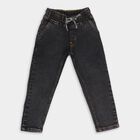 Boys' Charcoal Black Regular Fit Elastic Waist Jeans, Dark Grey, small image number null