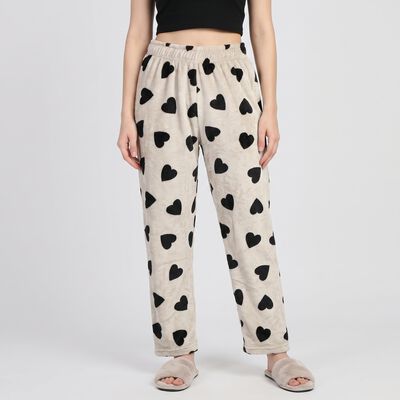 Women's Grey Heart Printed Pyjama
