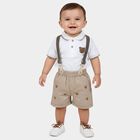 Infants' Beige Cotton Polo Neck Embroidered Baba Suit, गहरा पीला, small