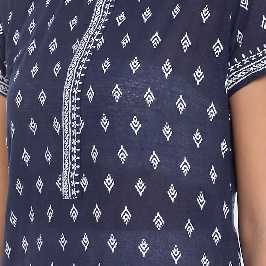 Printed Straight Kurta, Navy Blue, large image number null