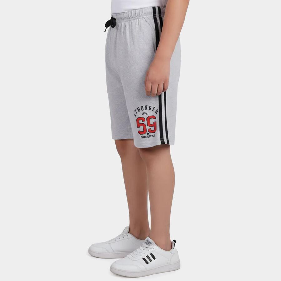 Boys Grey Regular Fit Casual Bermuda Shorts, Ecru Melange, large