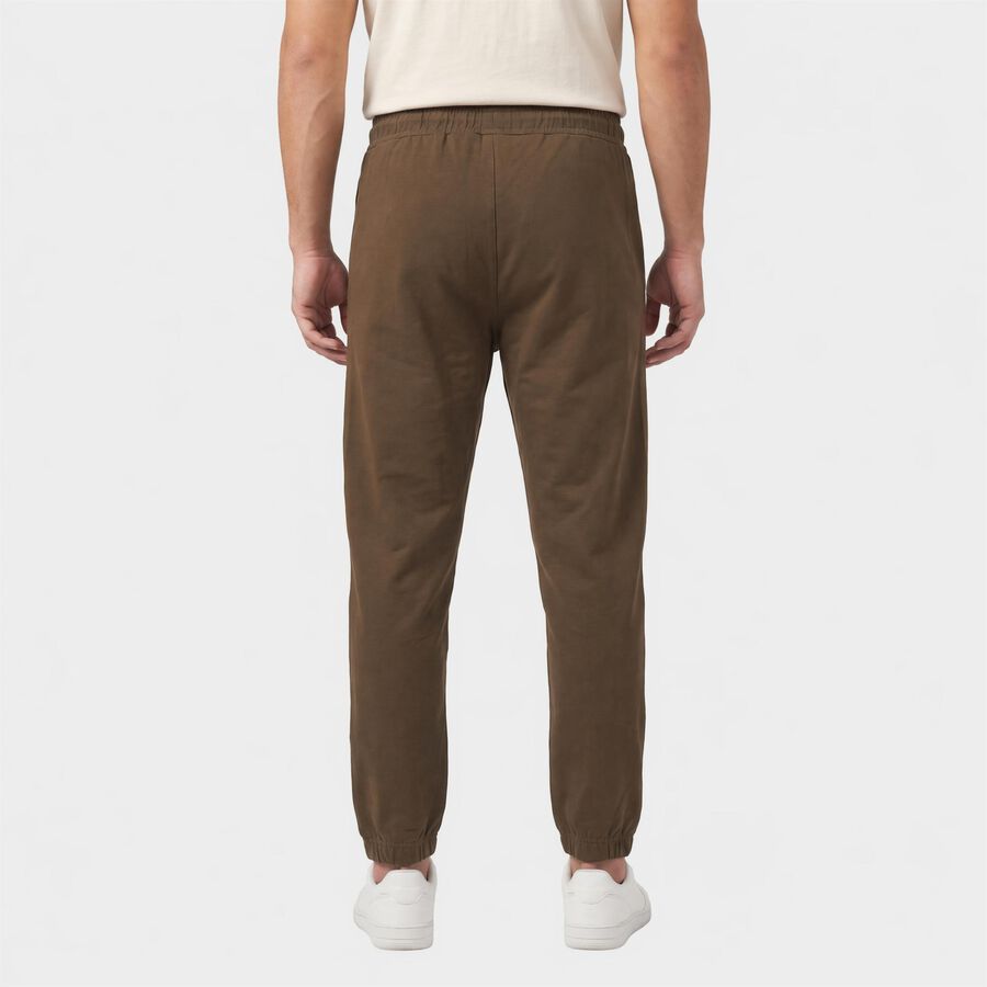 Men's Brown Jogger Fit Solid Track Pants, भूरा, large