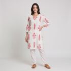 Women's Pink Notch Neck Floral Printed Kurta, Pink, small